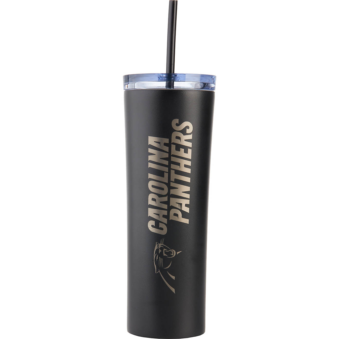Great American Products Carolina Panthers Skinny 18 oz Tumbler with Straw                                                        - view number 1