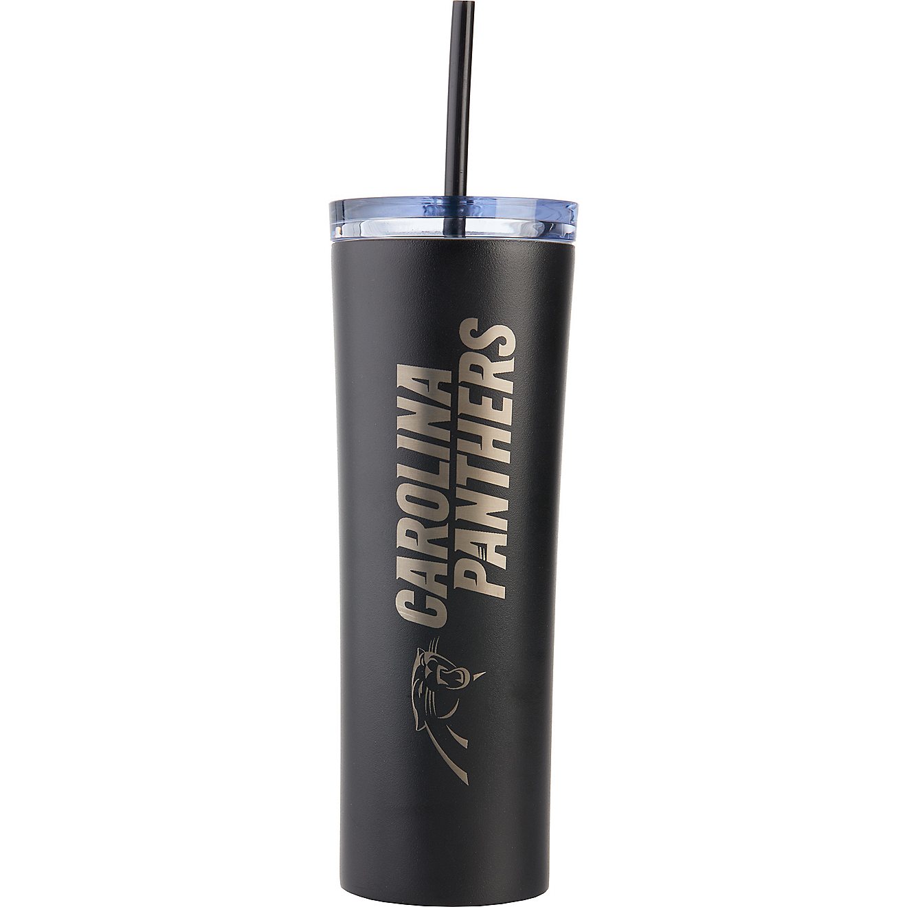 Great American Products Carolina Panthers Skinny 18 oz Tumbler with Straw                                                        - view number 1