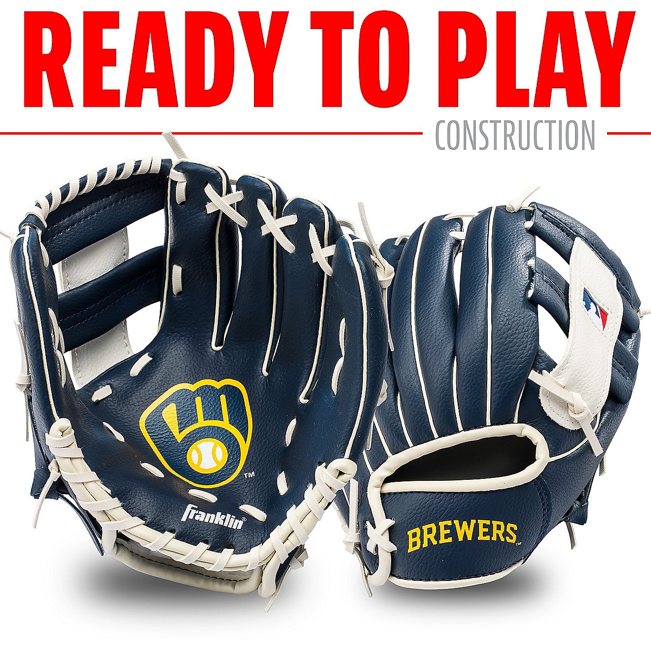 Franklin Youth MLB Milwaukee Brewers T-ball Glove and Ball Set                                                                   - view number 3