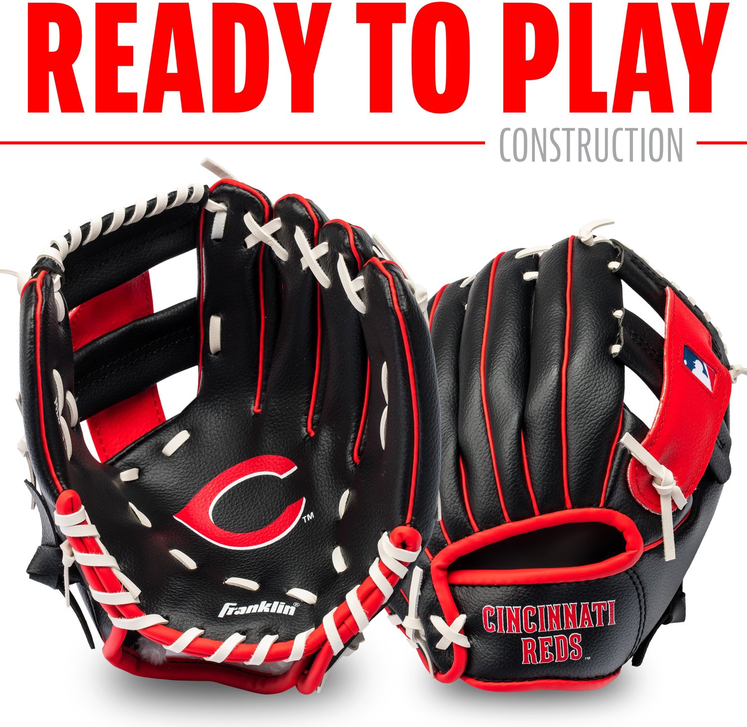 Franklin Youth MLB Cincinnati Reds Tball Glove and Ball Set Academy