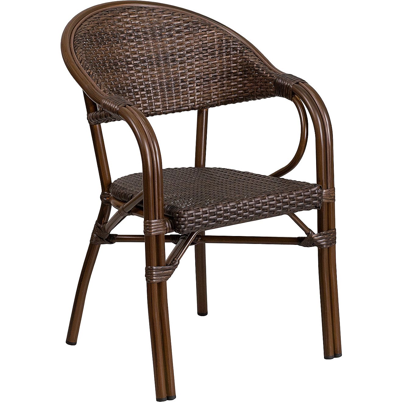 Flash Furniture Milano Series Rattan Restaurant Patio Chair with Red Bamboo Aluminum Frame                                       - view number 1