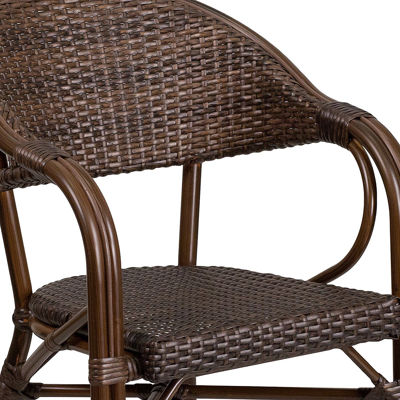Flash Furniture Milano Series Rattan Restaurant Patio Chair with Red Bamboo Aluminum Frame                                       - view number 7