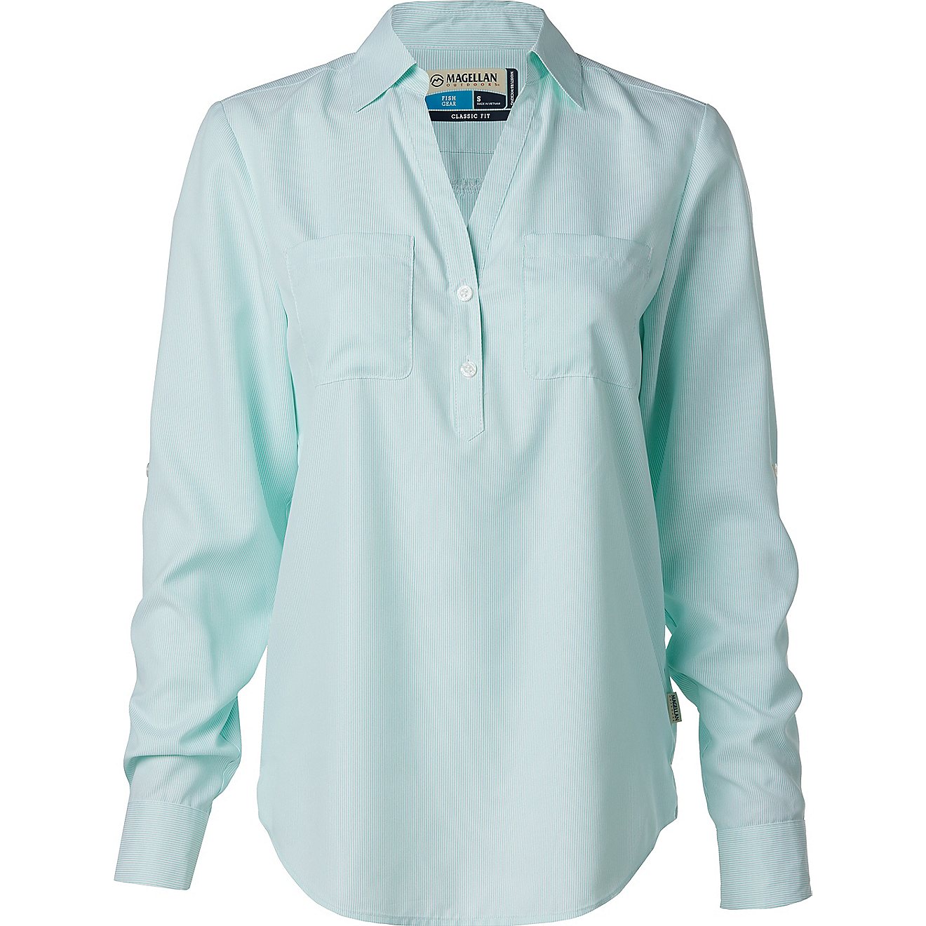 Magellan Outdoors Women's Aransas Pass Long Sleeve Henley Stripe Shirt                                                           - view number 1