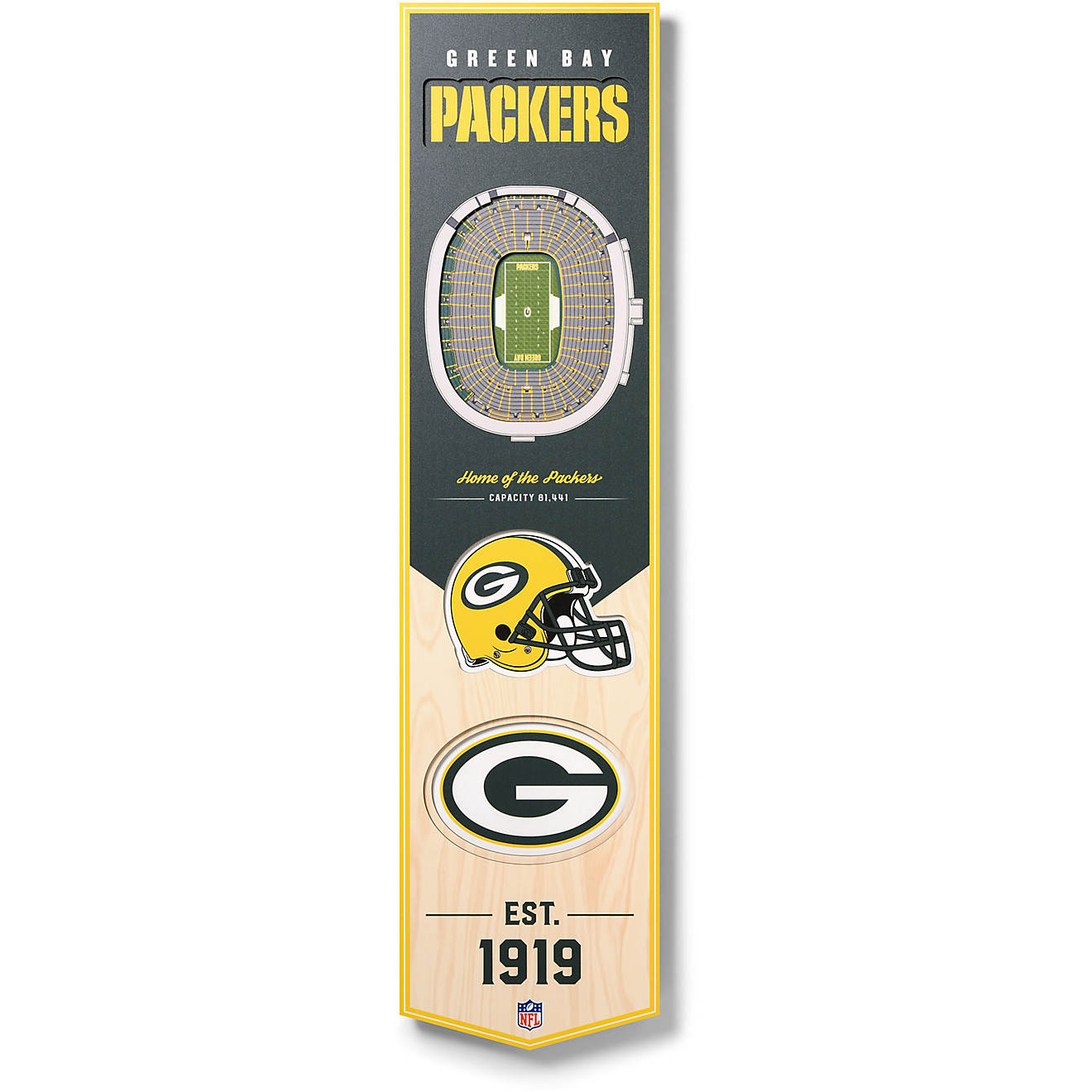 YouTheFan Green Bay Packers 8 in x 32 in 3-D Stadium Banner                                                                      - view number 1