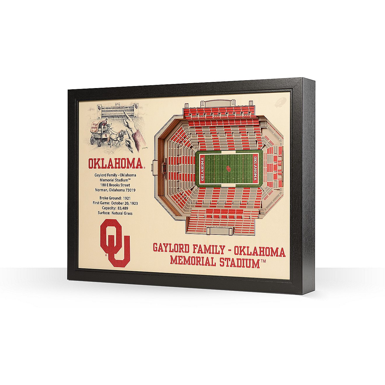 YouTheFan University of Oklahoma 25-Layer StadiumViews 3-D Wall Art                                                              - view number 1