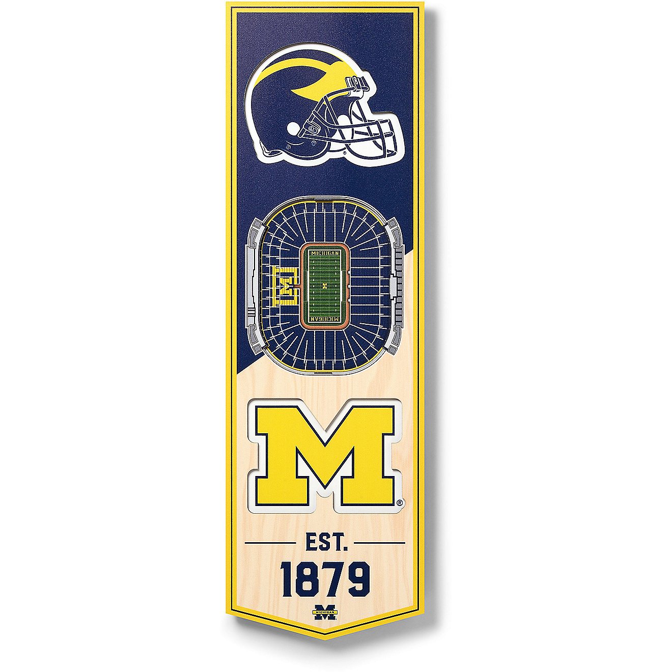 YouTheFan University of Michigan 6 in x 19 in 3-D Stadium Banner                                                                 - view number 1