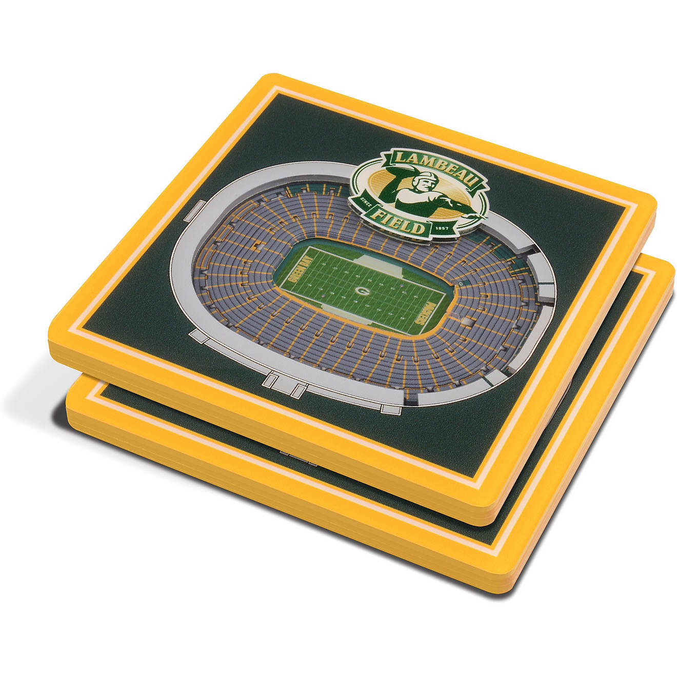 YouTheFan Green Bay Packers 3-D StadiumViews 2-Piece Coaster Set                                                                 - view number 1