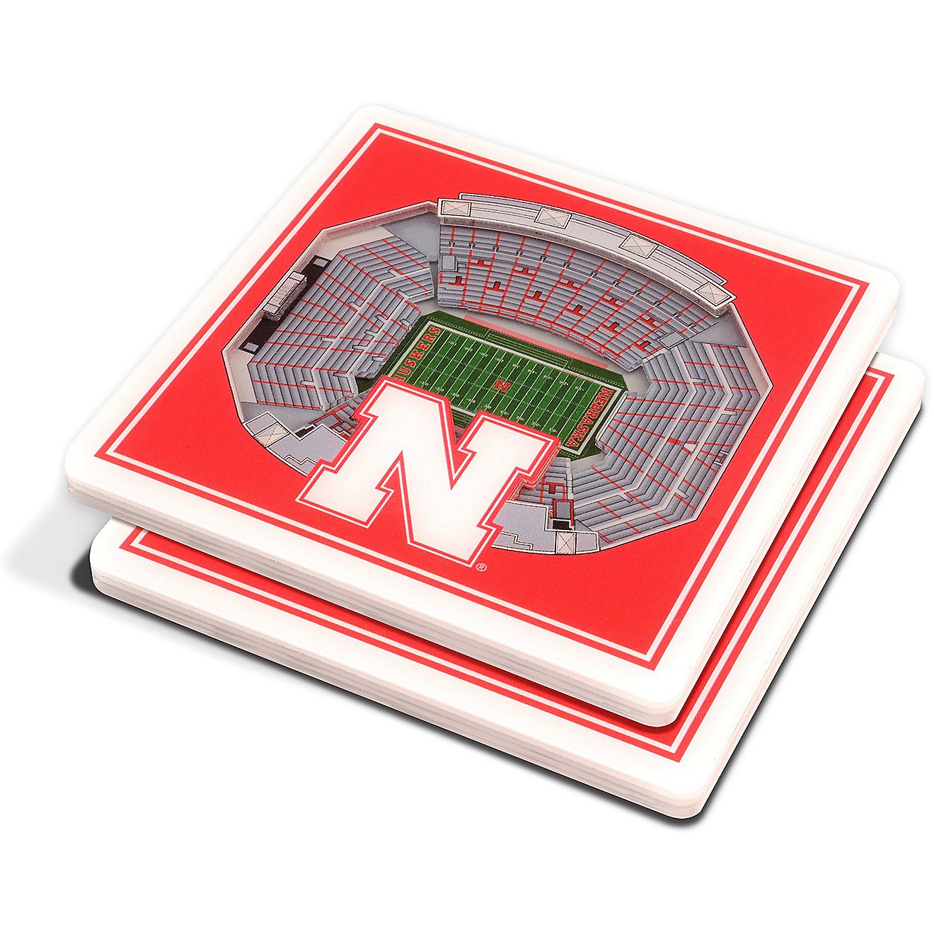YouTheFan University of Nebraska 3-D StadiumViews 2-Piece Coaster Set                                                            - view number 1