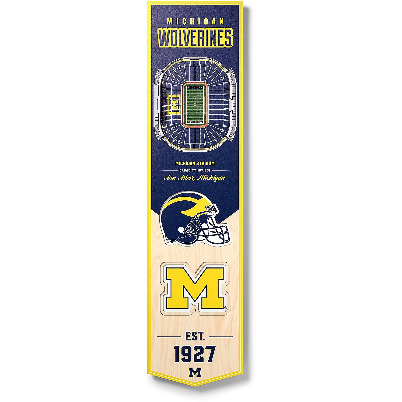 YouTheFan University of Michigan 8 in x 32 in 3-D Stadium Banner                                                                 - view number 1