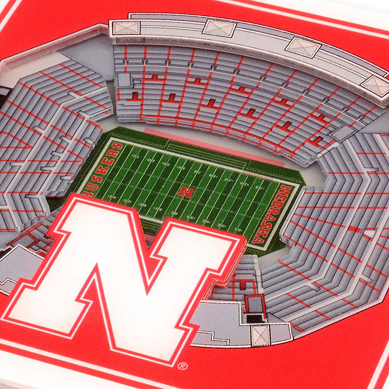 YouTheFan University of Nebraska 3-D StadiumViews 2-Piece Coaster Set                                                            - view number 2