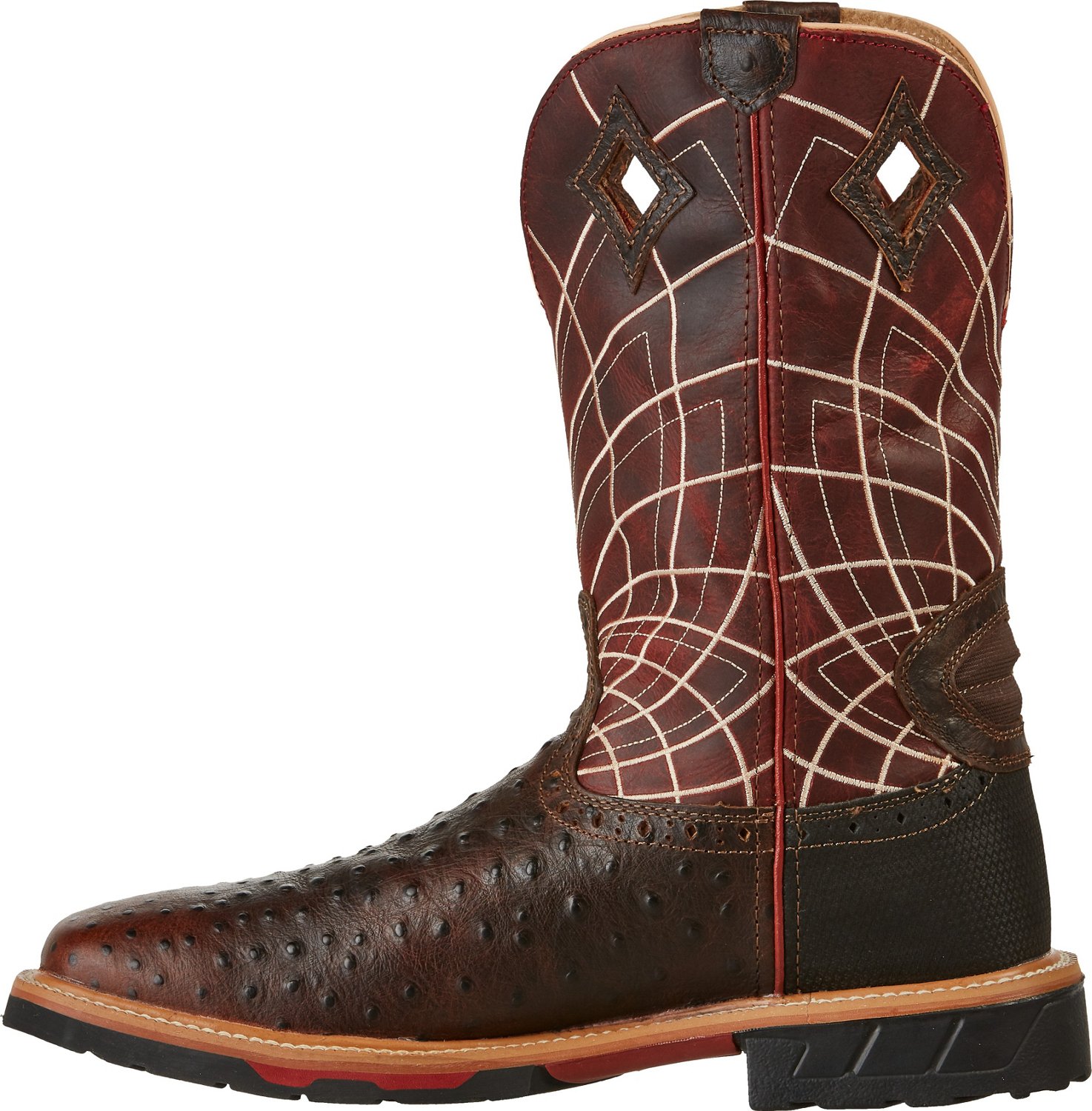 justin men's derrickman ostrich print composite toe work boots