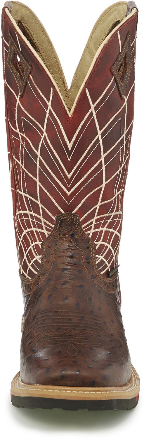 justin men's derrickman ostrich print composite toe work boots