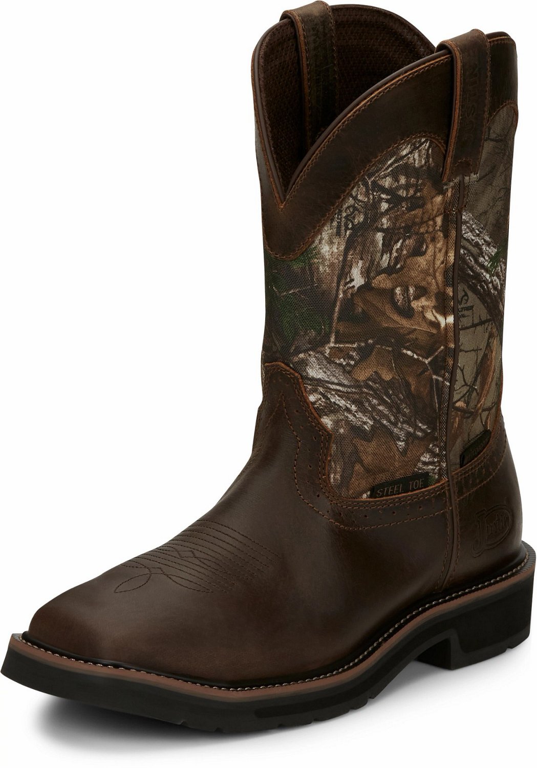 Justin Men's Stampede EH Steel Toe Wellington Work Boots Academy