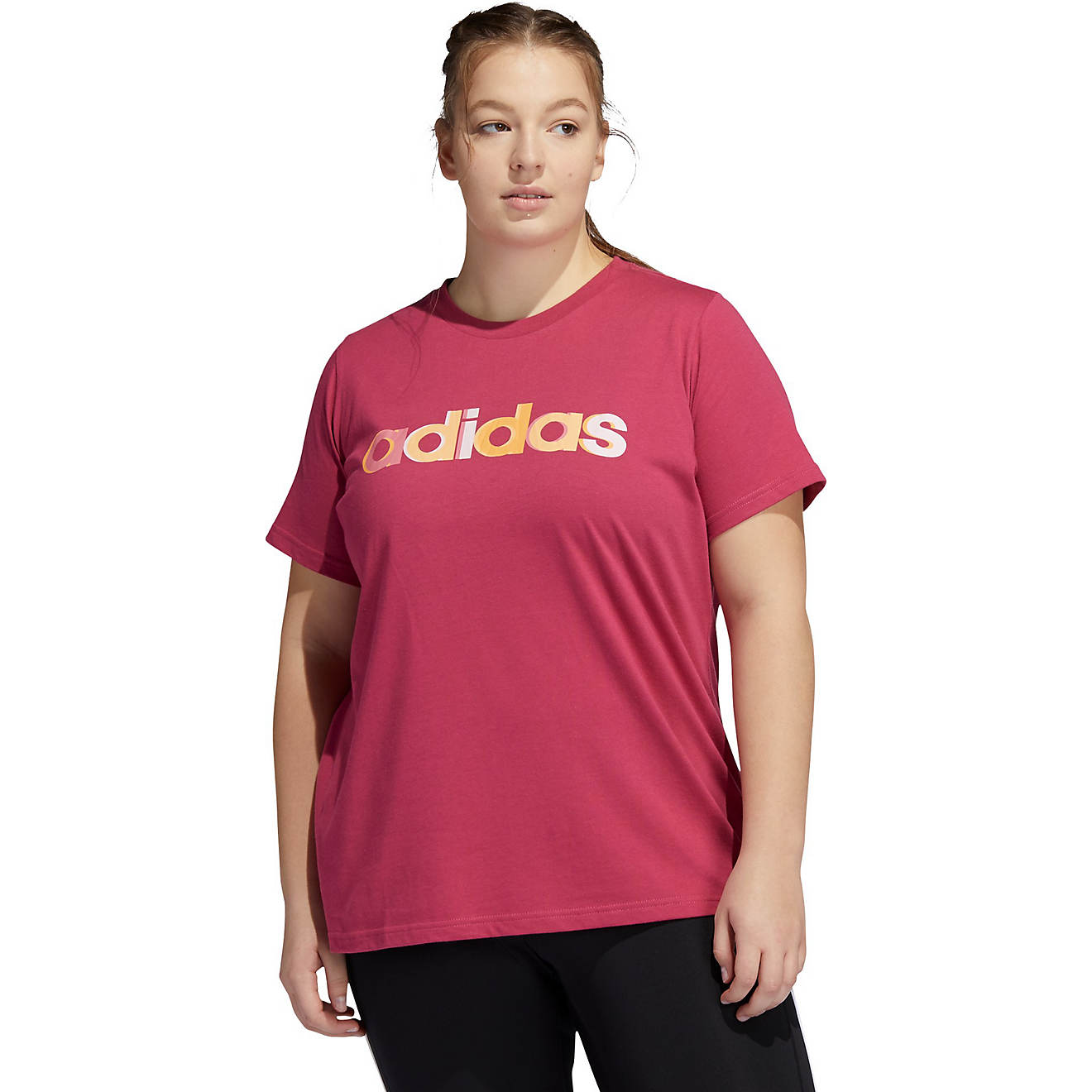 adidas Women's Linear Multicolor Plus Size Graphic T-shirt                                                                       - view number 1