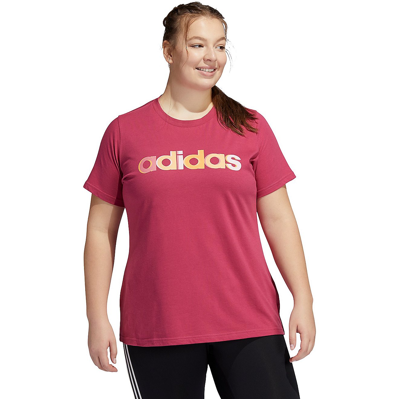 adidas Women's Linear Multicolor Plus Size Graphic T-shirt                                                                       - view number 3