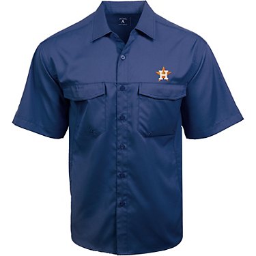 Antigua Men's Houston Astros Game Day Woven Fishing Shirt