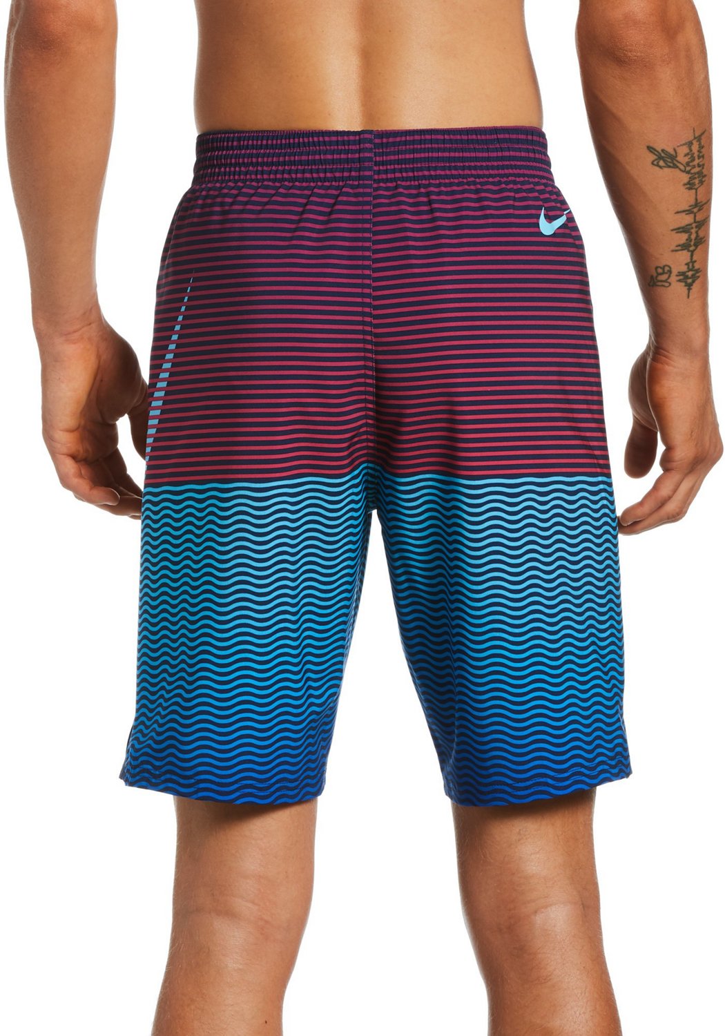 Nike Men's Swim Horizon Stripe Vital Volley Shorts 9 in Academy