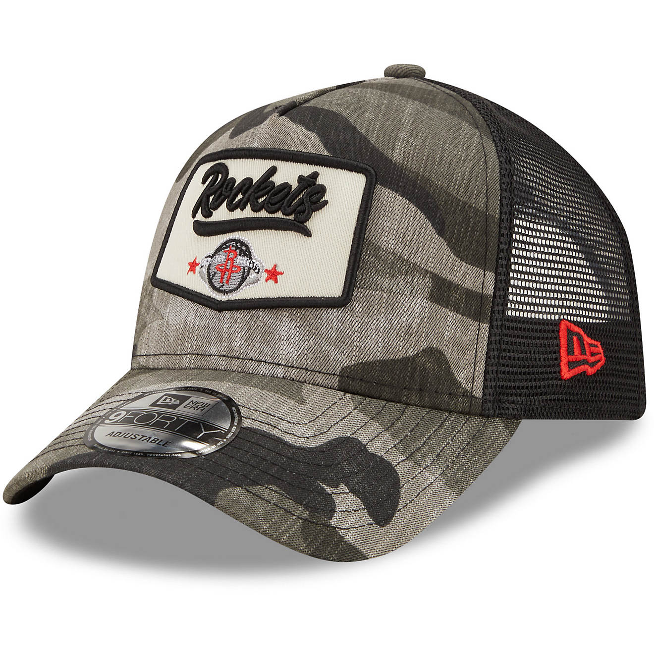New Era Men's Houston Rockets Camo Patch 9FORTY Cap                                                                              - view number 1