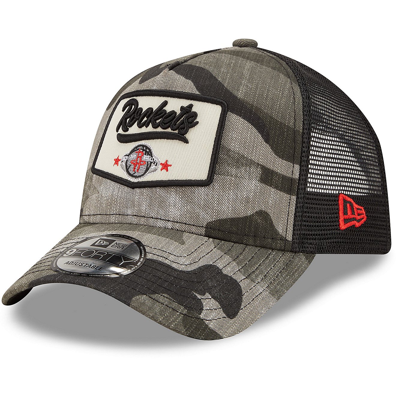 New Era Men's Houston Rockets Camo Patch 9FORTY Cap                                                                              - view number 1