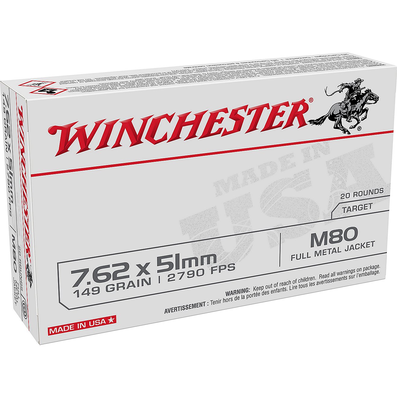 Winchester USA 7.62 x 51mm NATO 149-Grain Ammunition - 20 Rounds                                                                 - view number 1