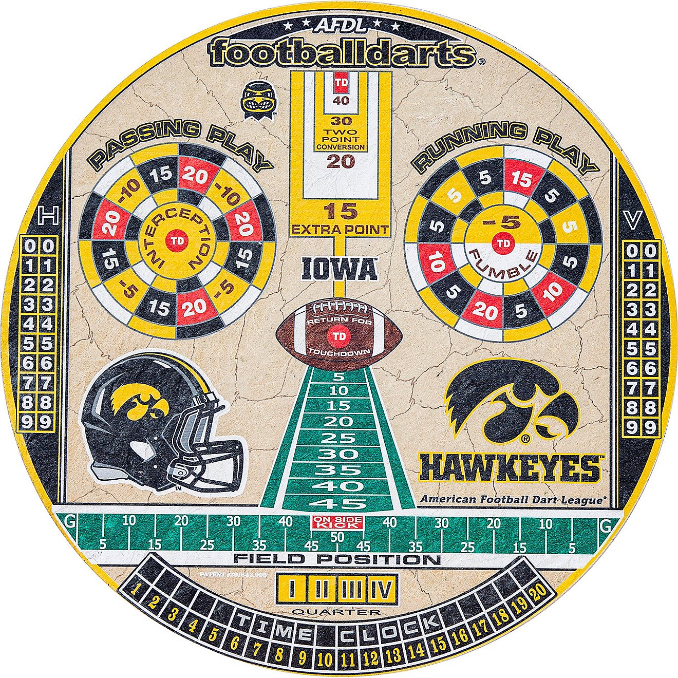 Football Darts University of Iowa Official Dartboard                                                                             - view number 1