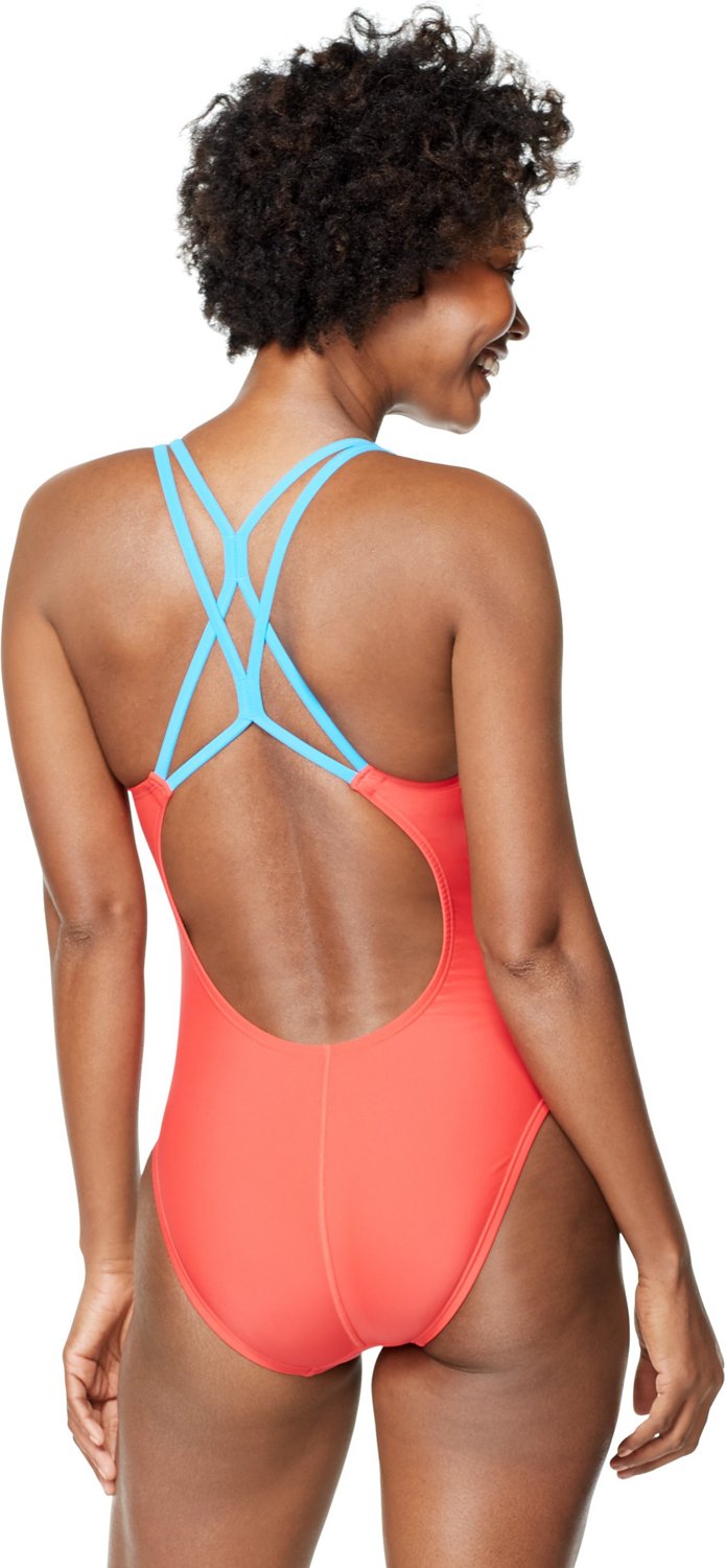 Speedo Women's Diagonal Colorblock 1Piece Swimsuit Academy