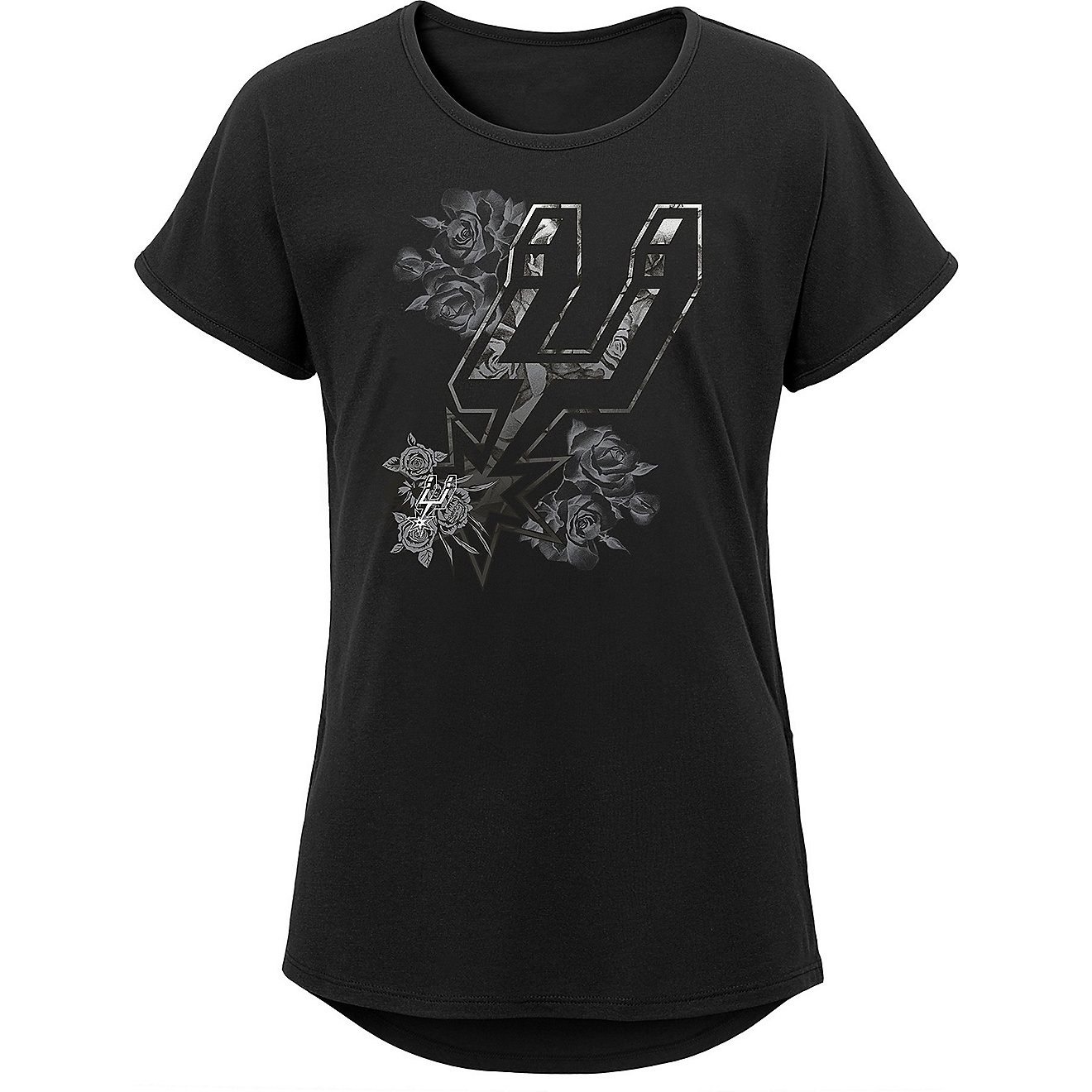 NBA Girls' San Antonio Spurs Floral Fade Dolman T-shirt                                                                          - view number 1