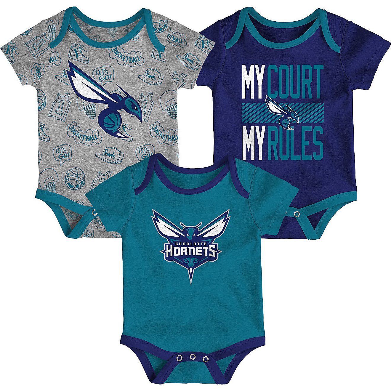 NBA Infants' Charlotte Hornets Trifecta 3-Piece Creeper Set                                                                      - view number 1