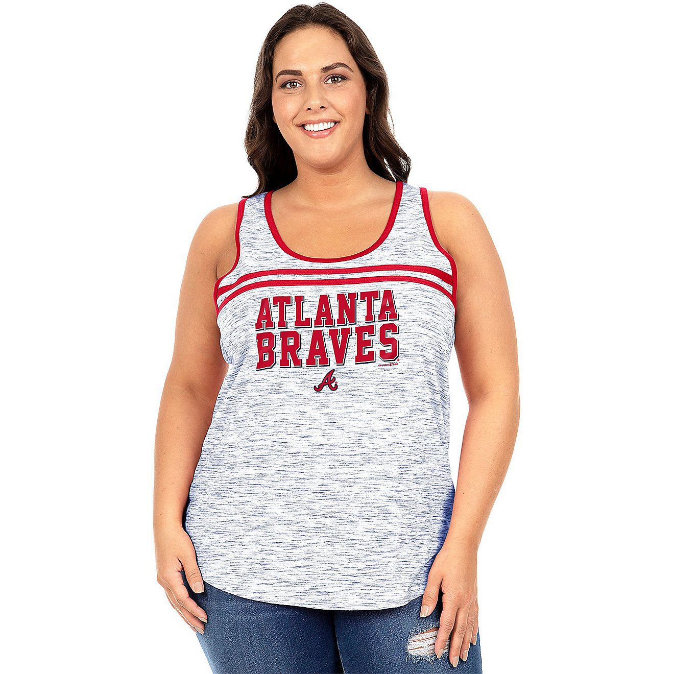 New Era Women's Atlanta Braves Plus Size Racerback Space Dye Tank Top                                                            - view number 1