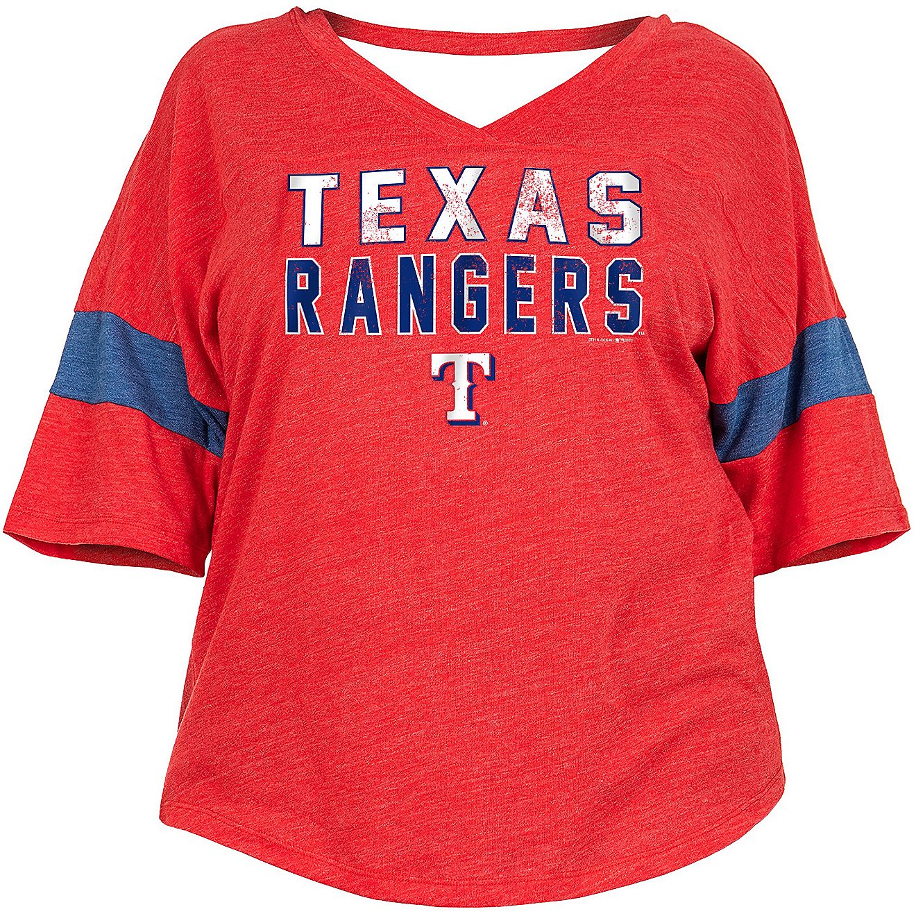 New Era Women's Texas Rangers Plus Size Triblend Short Sleeve Jersey V-neck T-shirt                                              - view number 2