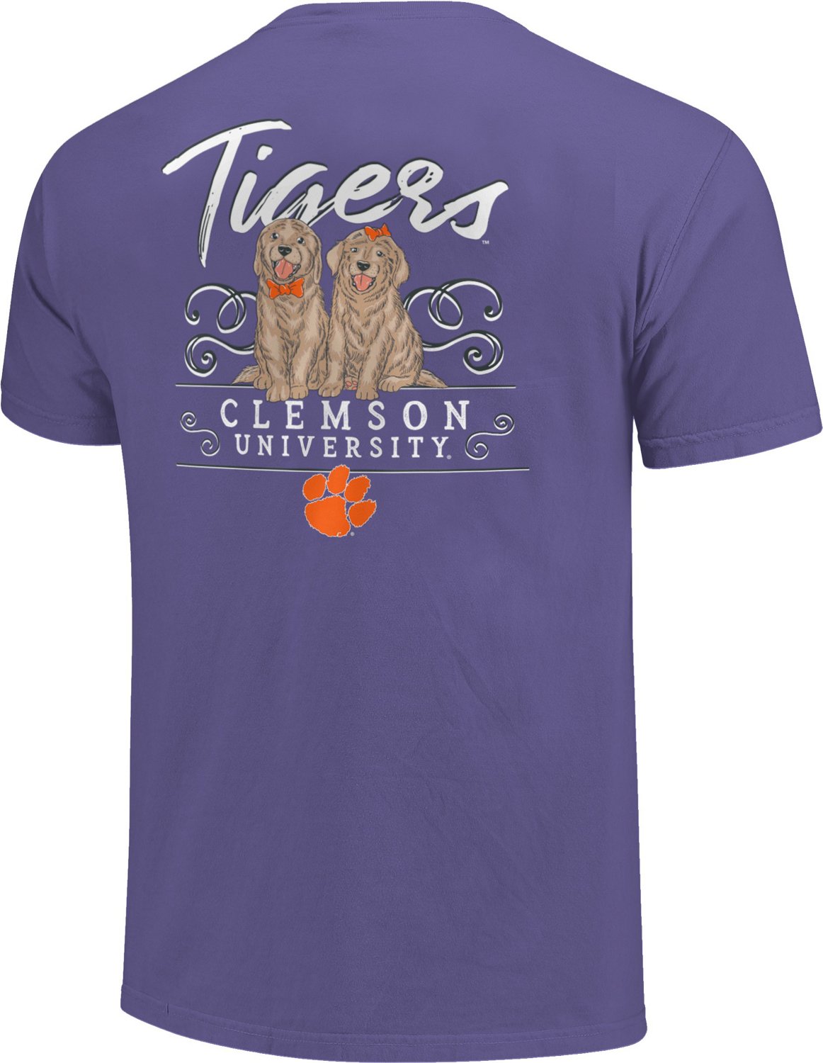 Image One Women's Clemson University Comfort Color Double Trouble T