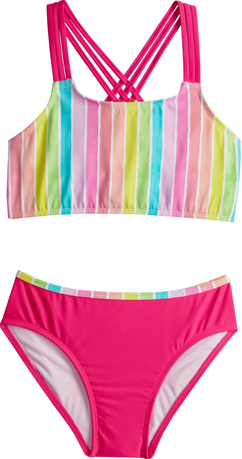 O'Rageous Girls' Watercolor Stripe Strappy Bikini 2-Piece Set | Academy