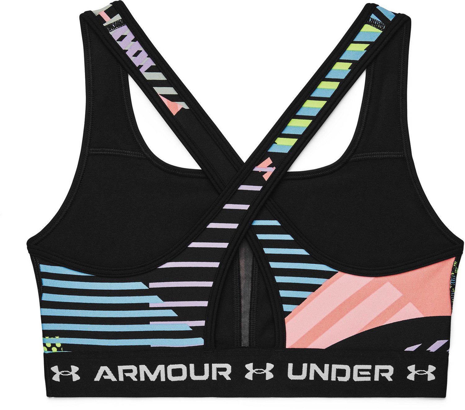 Under Armour Womens Crossback Print Mid Sports Bra Academy 