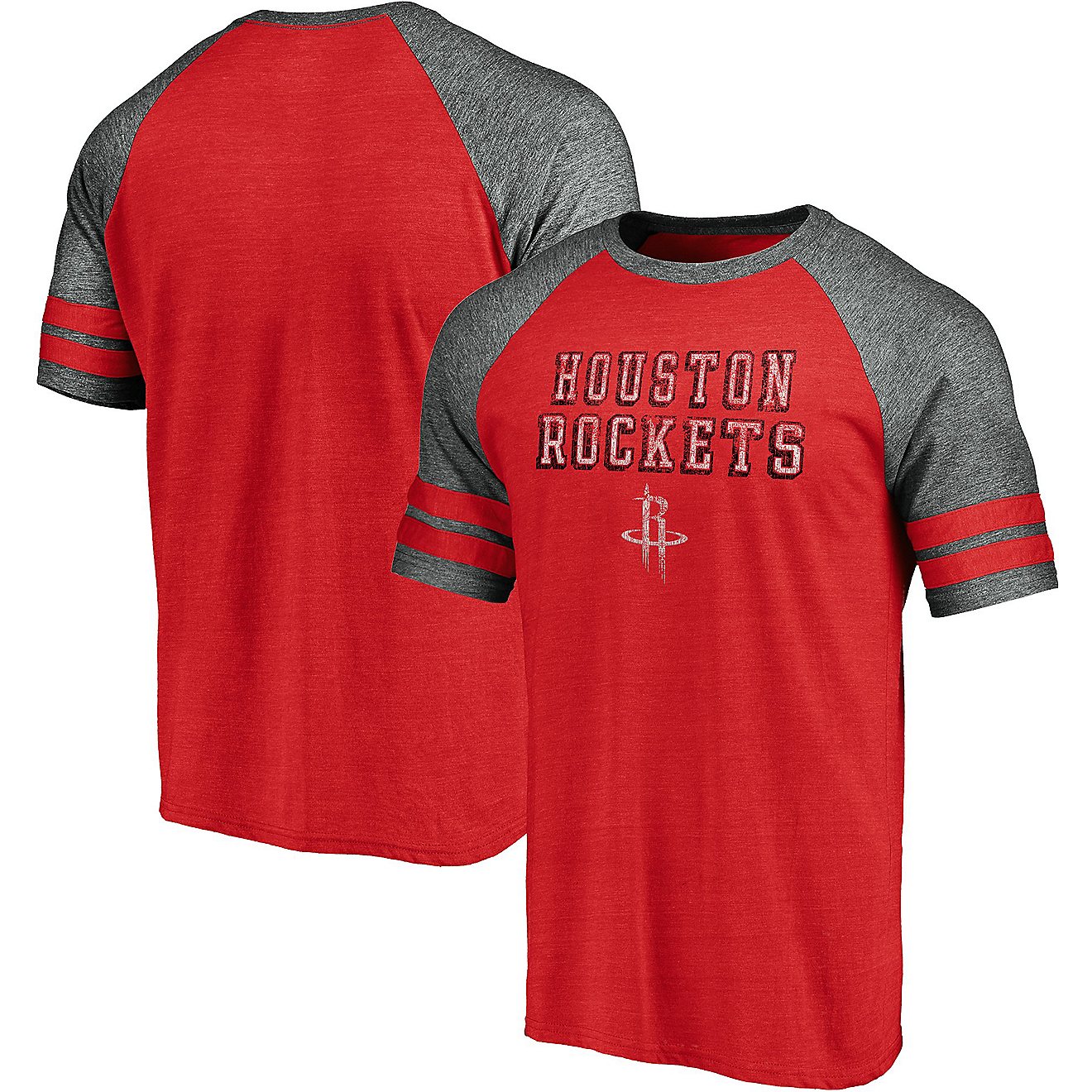 Fanatics Men's Houston Rockets True Classics Triblend 2 Stripe Short Sleeve T-shirt                                              - view number 3