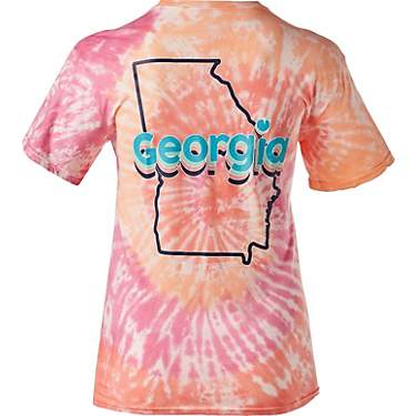 Love & Pineapples Women's Georgia State Tie-Dye Short Sleeve T-shirt                                                            