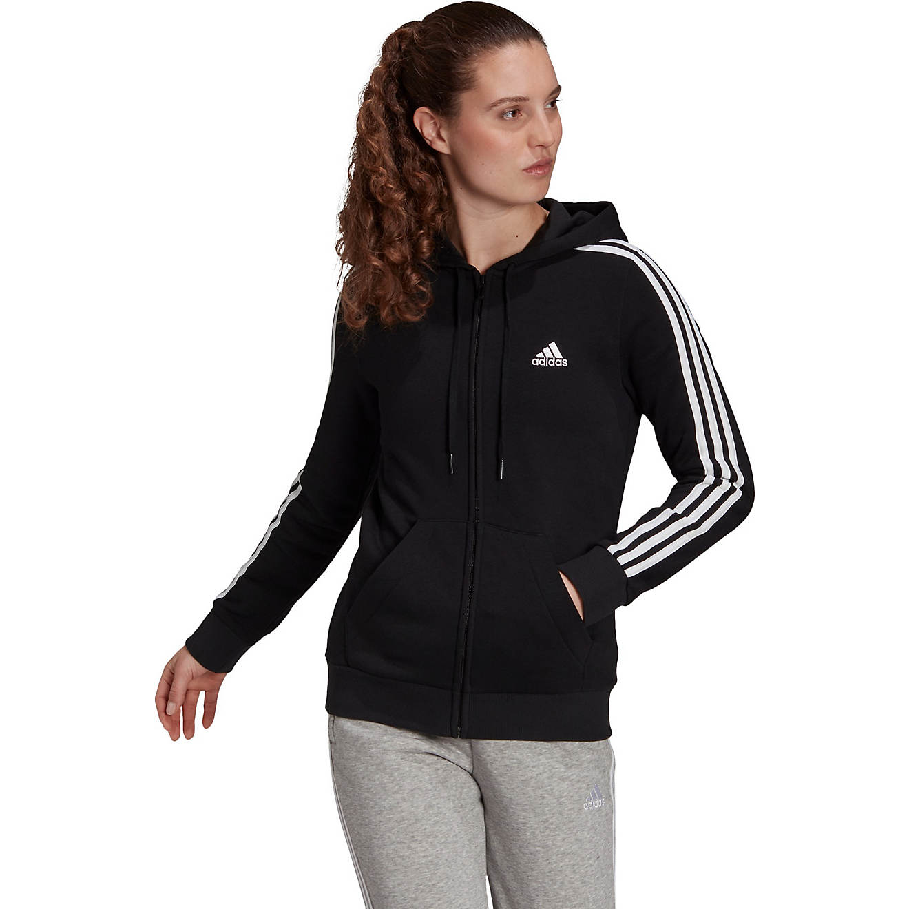 adidas Women's Essentials Fleece 3-Stripes Full-Zip Hoodie                                                                       - view number 1