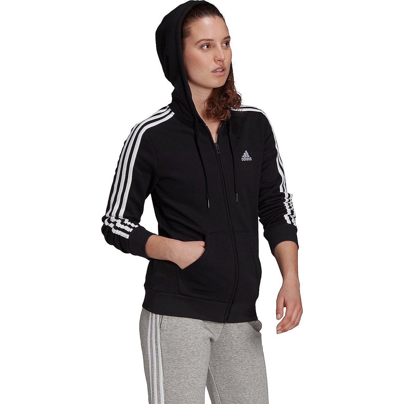 adidas Women's Essentials Fleece 3-Stripes Full-Zip Hoodie                                                                       - view number 3