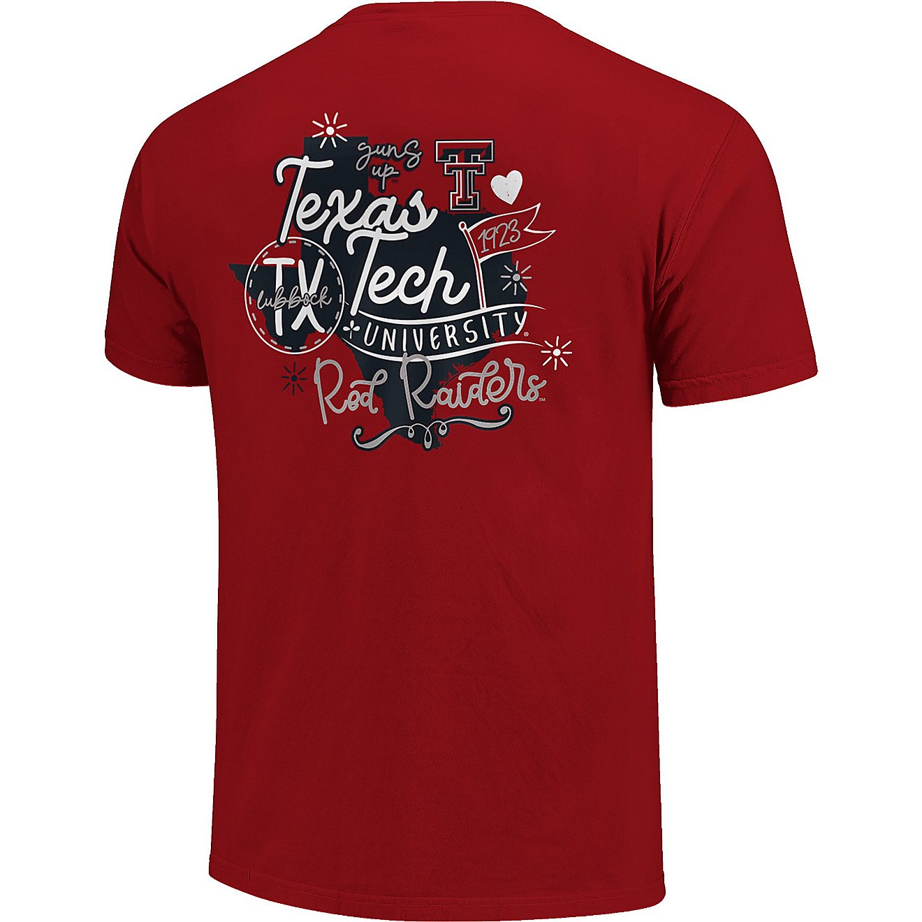 Image One Women's Texas Tech University Comfort Color State Doodles T-shirt                                                      - view number 1