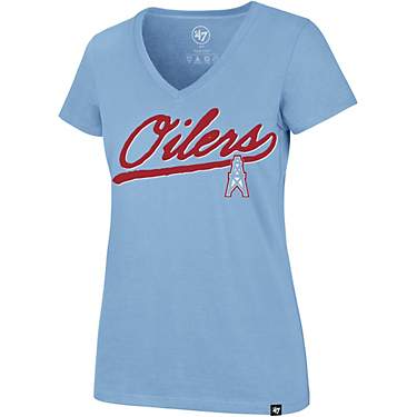 '47 Women's Houston Oilers Script Sweep Ultra Rival V-neck T-shirt                                                              