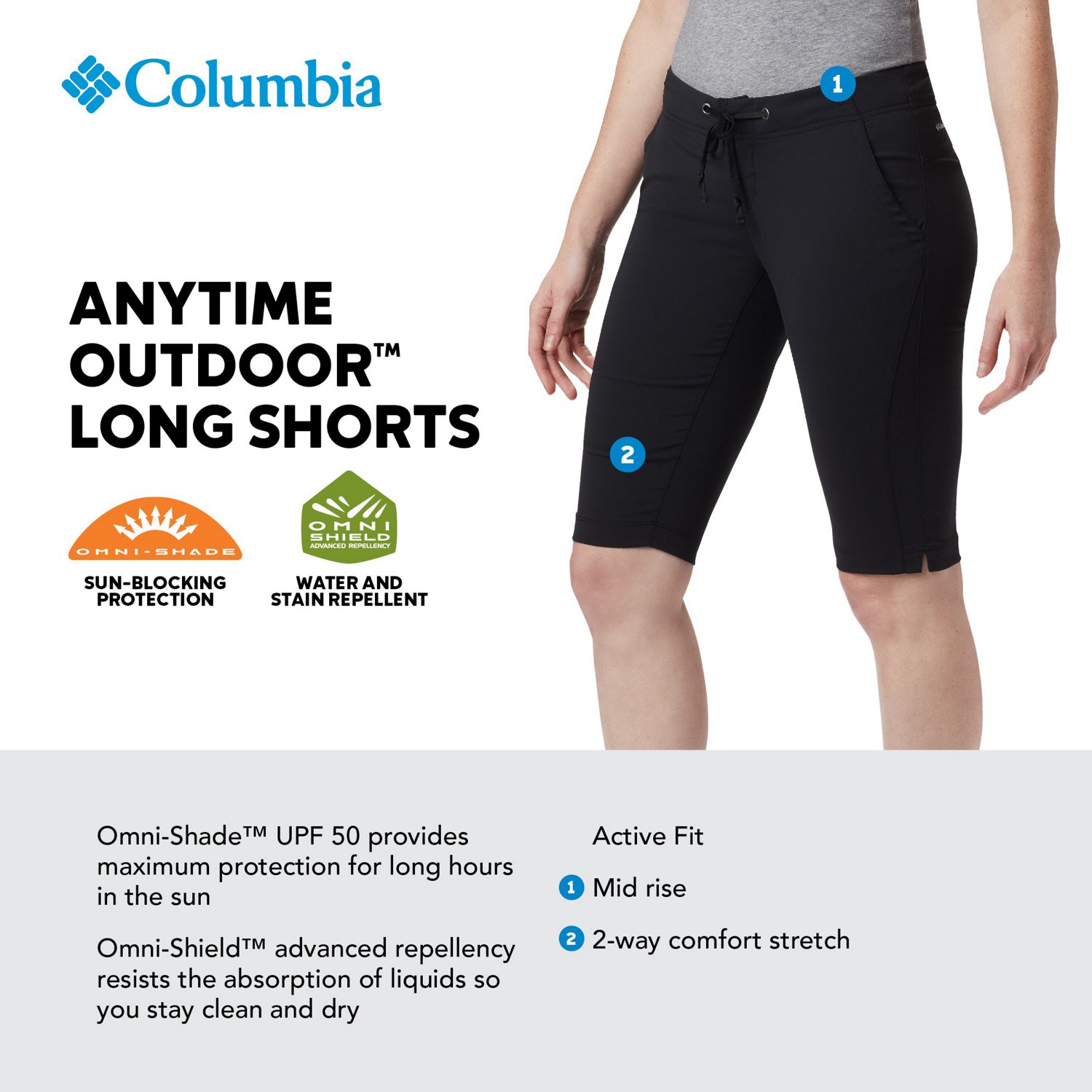 Columbia Sportswear Women's Anytime Outdoor Long Shorts Academy