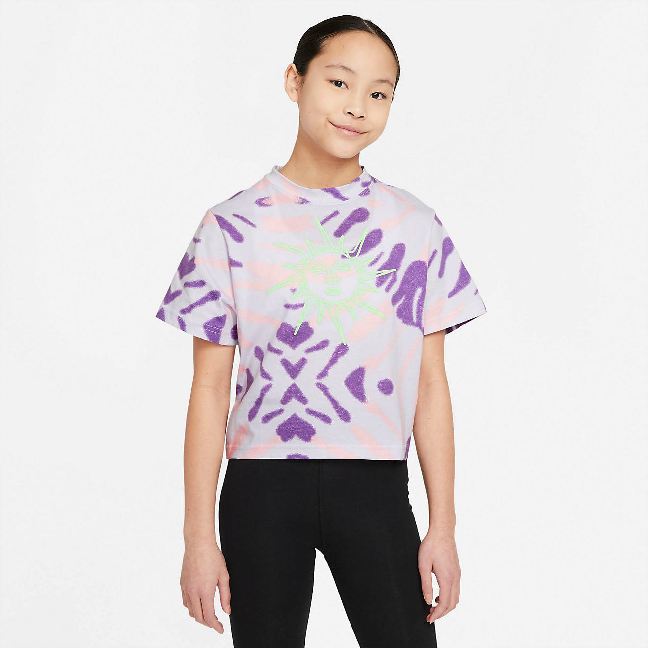 Nike Girls' Sportswear Boxy Tie-Dye Graphic T-shirt | Academy