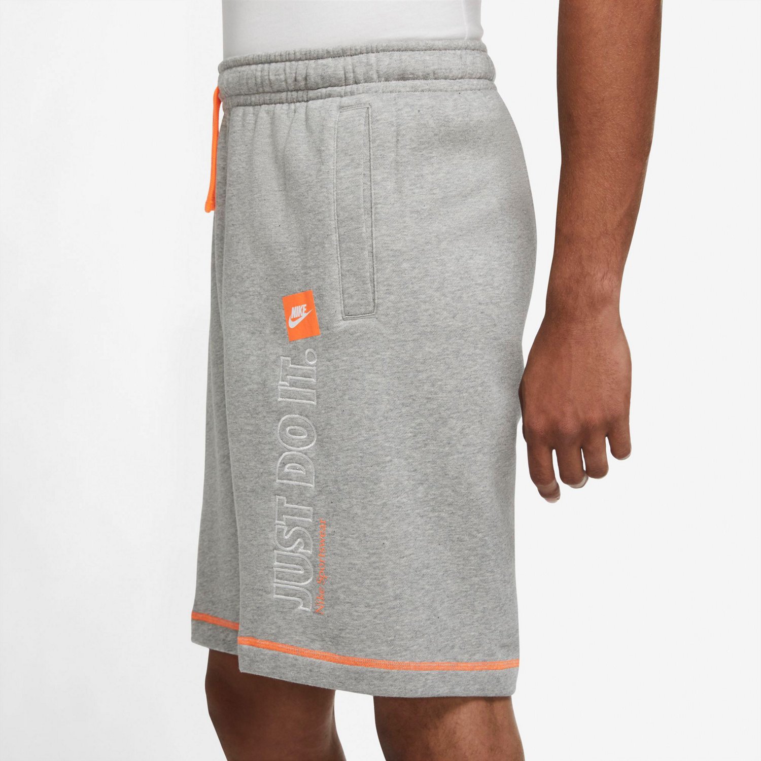 red nike fleece shorts mens