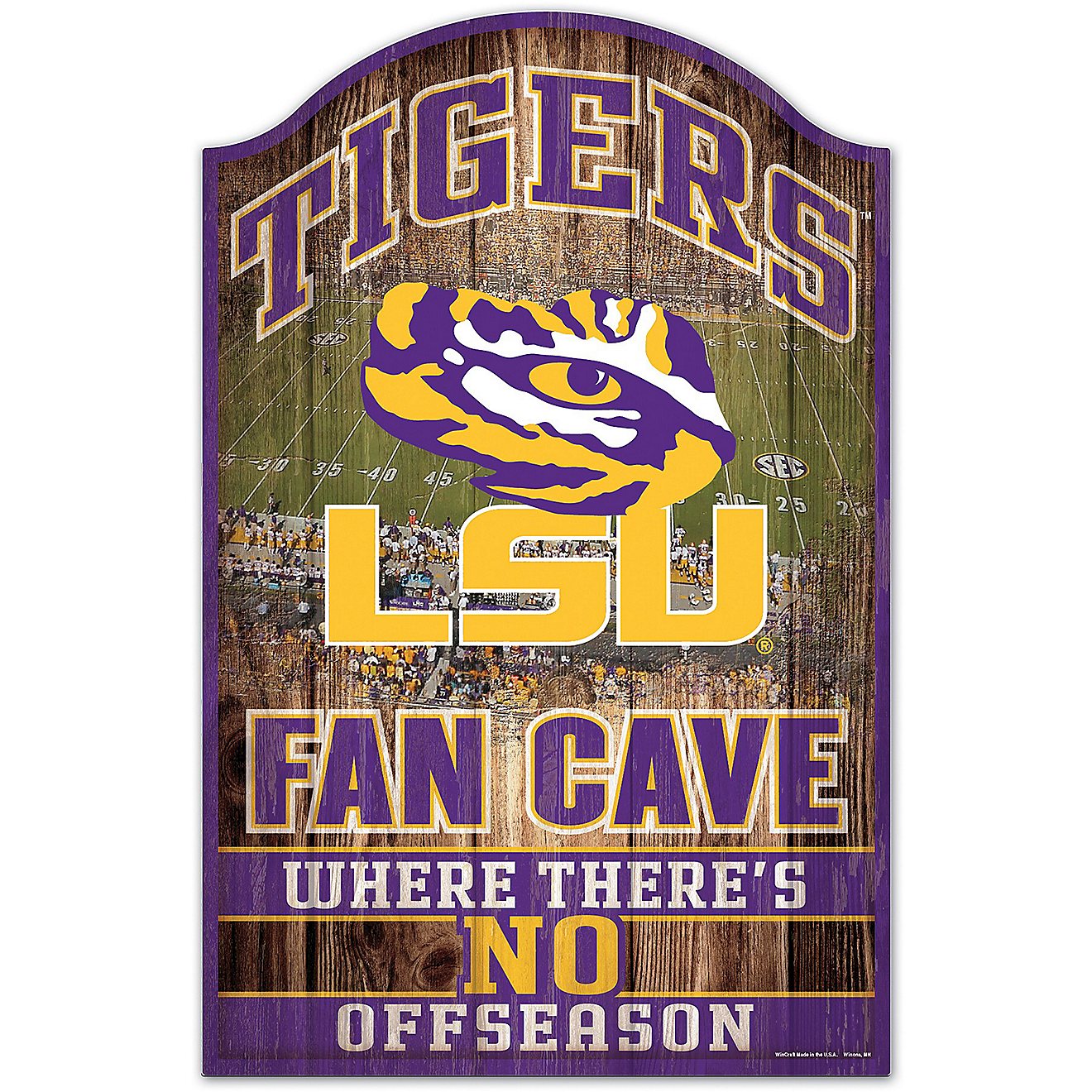 WinCraft Louisiana State University 11 x 17 Wood Fan Cave Sign                                                                   - view number 1