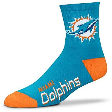 For Bare Feet Everyday Miami Dolphins Quarter Socks                                                                             