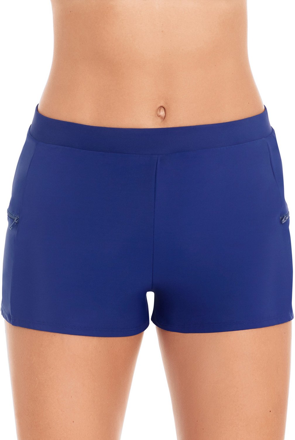 Coastal Cove Women's Solid Double Side Zipper Pocket Swim Shorts | Academy