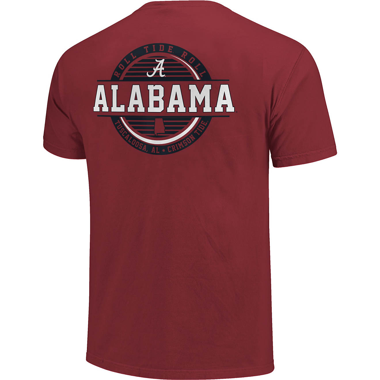 Image One Men's University of Alabama Comfort Color Striped Stamp Short Sleeve T-shirt                                           - view number 1
