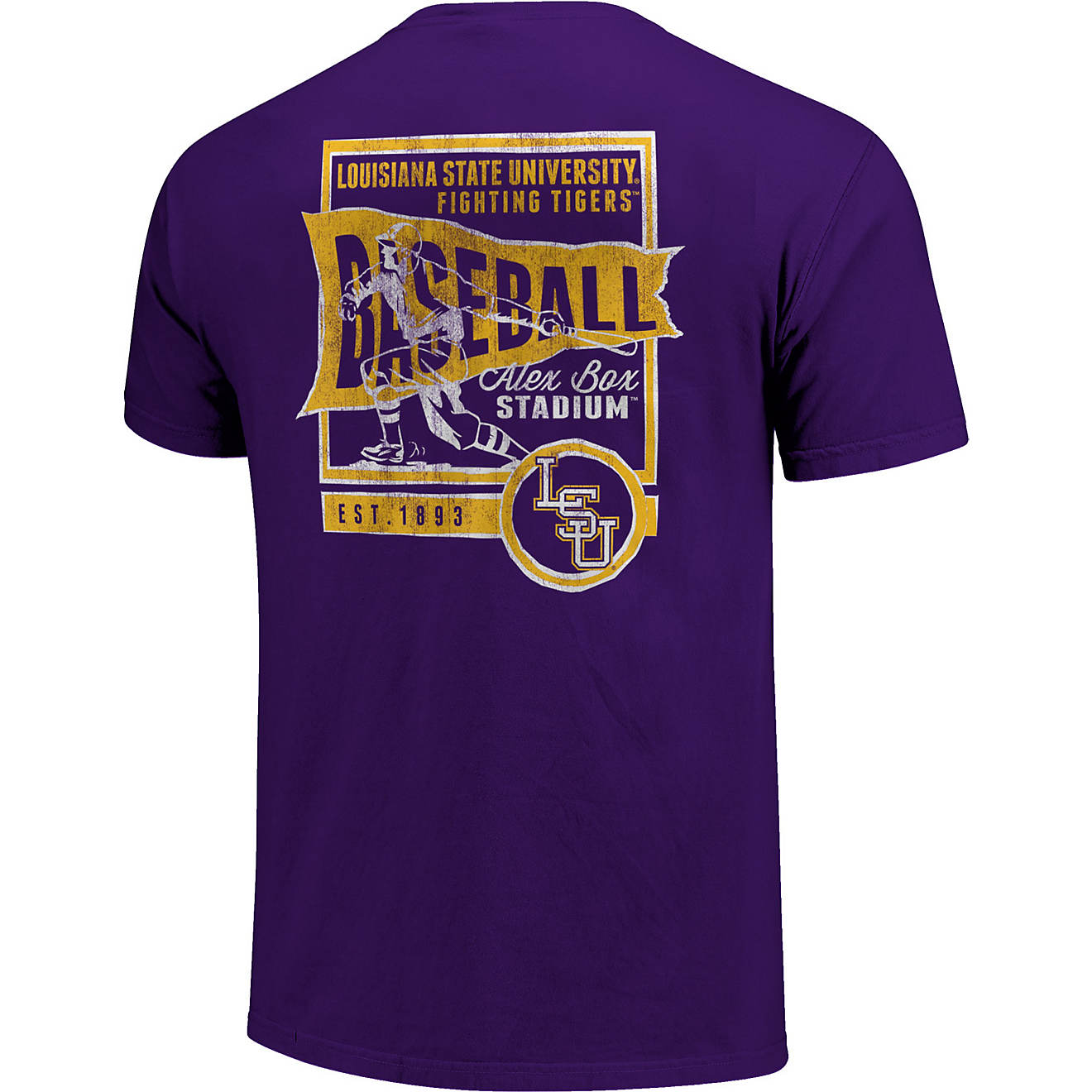 Image One Men's Louisiana State University Vintage Baseball Flag Short Sleeve T-shirt                                            - view number 1