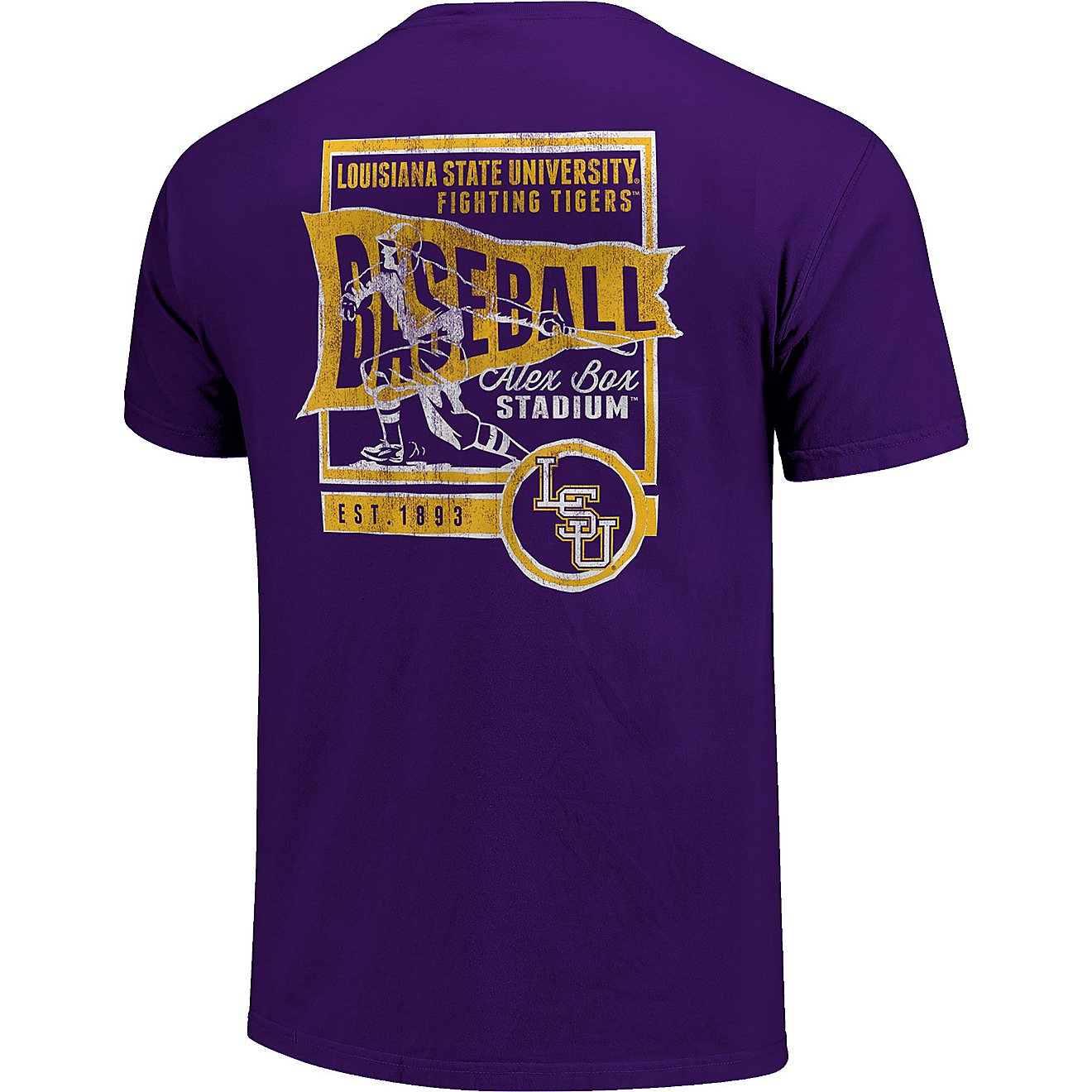 Image One Men's Louisiana State University Vintage Baseball Flag Short Sleeve T-shirt                                            - view number 1