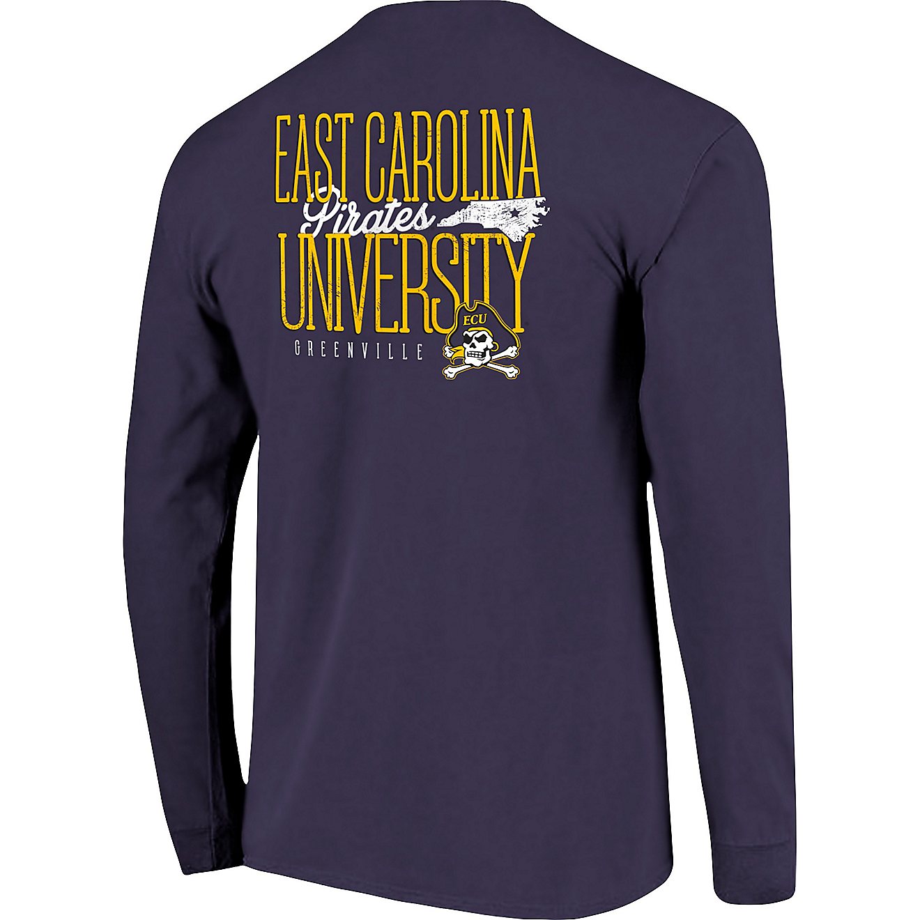 Image One Men's East Carolina University Comfort Color Tall Type State Long Sleeve T-shirt                                       - view number 1