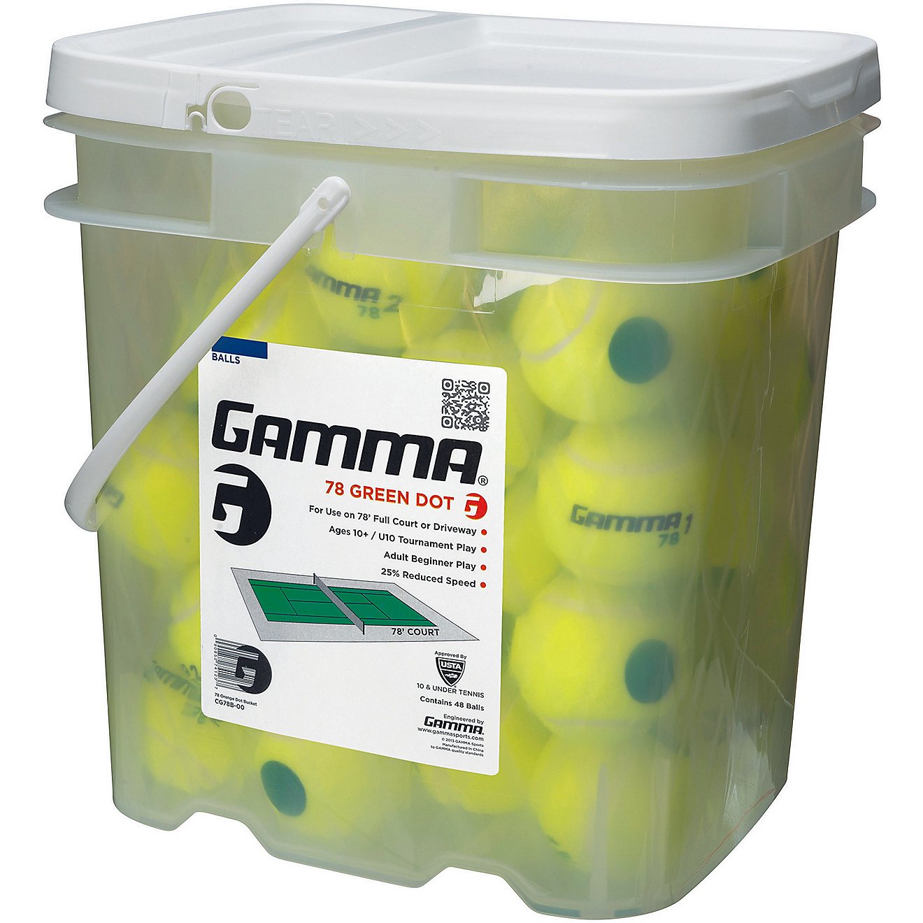 Gamma 78 Green Dot Tennis Balls 48-Pack                                                                                          - view number 1